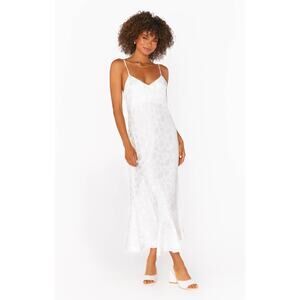 Show Me Your Mumu Women's Small White Shell Satin Uptown Slip Midi Dress OS19-20